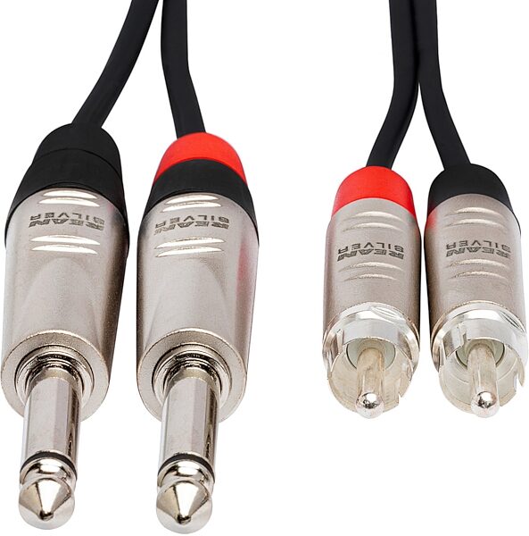 open zoom image for Hosa Pro Unbalanced Dual REAN 1/4 Inch TS to RCA Stereo Interconnect Cable, 15 foot, Action Position Back
