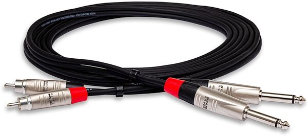 open zoom image for Hosa Pro Unbalanced Dual REAN 1/4 Inch TS to RCA Stereo Interconnect Cable, 15 foot, Action Position Back