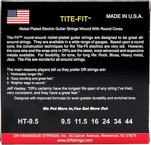 open zoom image for DR Strings Tite-Fit Electric Guitar Strings, Light Plus, 9.5-44, HT-9.5, view