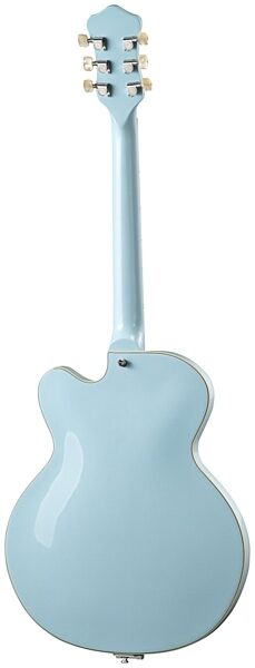 open zoom image for Hofner HVS-CLBLO Verythin Single Cutaway Electric Guitar (with Case), Light Blue - Back