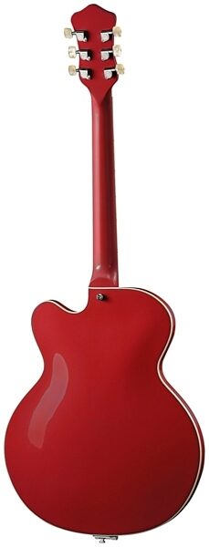 open zoom image for Hofner HVS-CLBLO Verythin Single Cutaway Electric Guitar (with Case), Red - Back