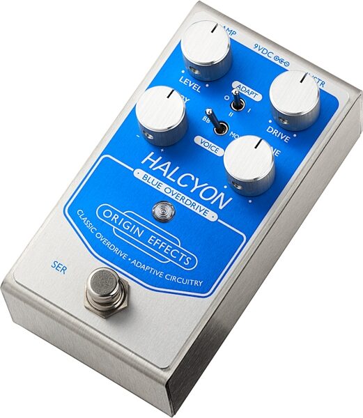 open zoom image for Origin Effects Halcyon Blue Overdrive Pedal, Original, Open Box (Like New), Angled Front