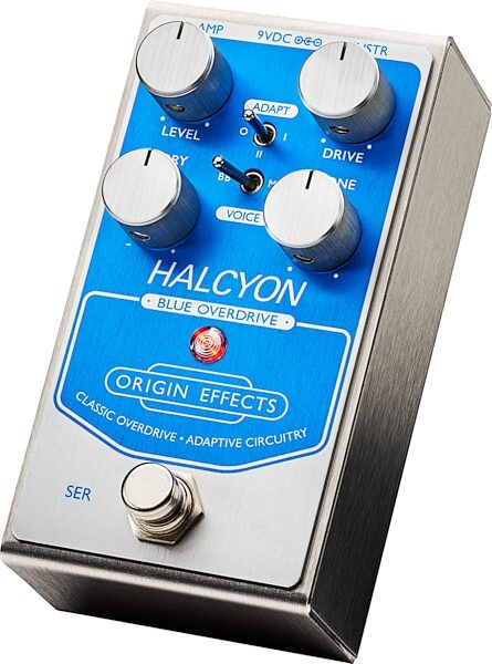 open zoom image for Origin Effects Halcyon Blue Overdrive Pedal, Original, Open Box (Like New), Angled Front