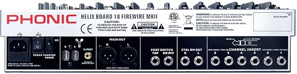 open zoom image for Phonic Helix18 FireWire MKII 18-Channel Mixer, Rear