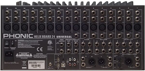 open zoom image for Phonic Helix Board 24 Universal 24-Channel Mixer, Rear