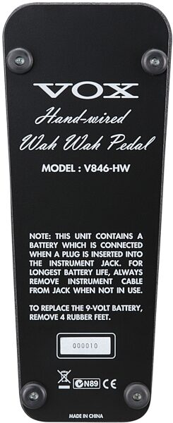 open zoom image for Vox V846 Handwired Wah Pedal, Back