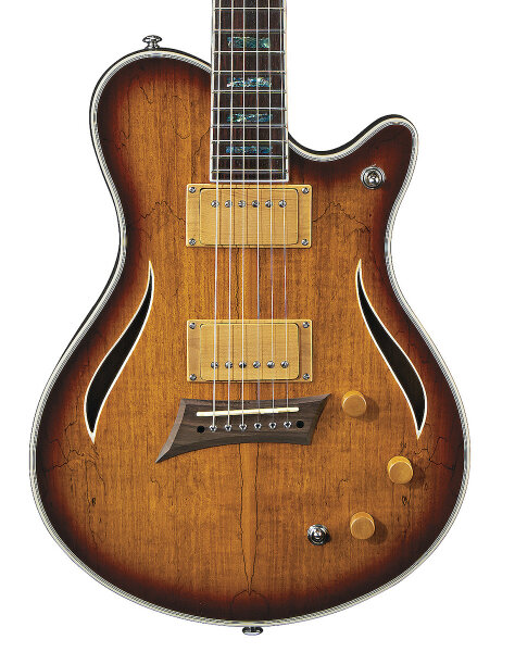 open zoom image for Michael Kelly Hybrid Special Electric Guitar, Pau Ferro Fingerboard, Spalted Maple Burst, Open Box (Very Good), Body