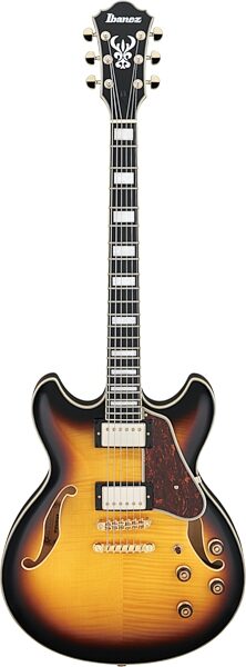 open zoom image for Ibanez Artcore Expressionist AS93FM Semi-Hollowbody Electric Guitar, Antique Yellow Satin, Open Box (Very Good), Action Position Back