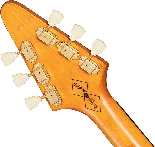open zoom image for Epiphone 1958 Korina Flying V Electric Guitar (with Case), Action Position Back