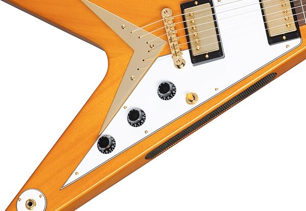 open zoom image for Epiphone 1958 Korina Flying V Electric Guitar (with Case), Action Position Back