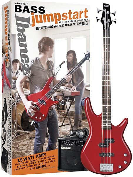 open zoom image for Ibanez IJXB190 Jumpstart Electric Bass Package, Transparent Red Package