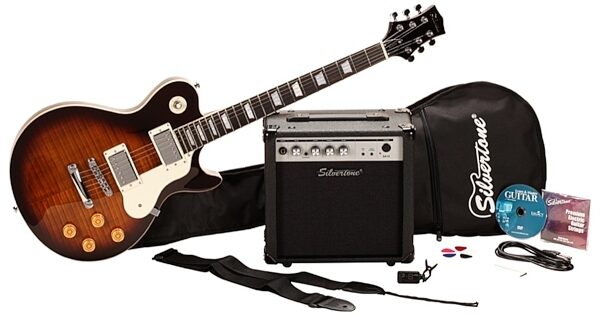 open zoom image for Silvertone SSL3 Electric Guitar Package, Vintage Tobacco Sunburst