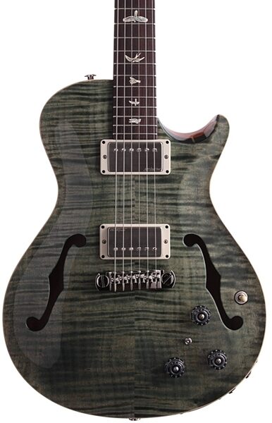 open zoom image for PRS Paul Reed Smith Singlecut Hollowbody II Electric Guitar (with Case), Trampas Green - Body Front