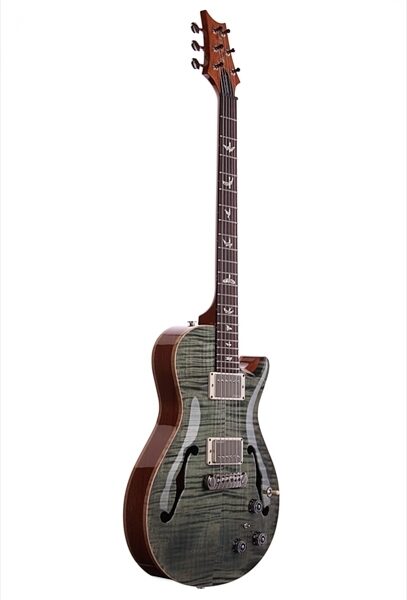 open zoom image for PRS Paul Reed Smith Singlecut Hollowbody II Electric Guitar (with Case), Trampas Green - Angle