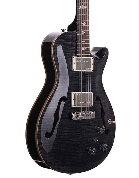 open zoom image for PRS Paul Reed Smith Singlecut Hollowbody II Electric Guitar (with Case), Gray Black - Body Angle