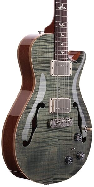 open zoom image for PRS Paul Reed Smith Singlecut Hollowbody II Electric Guitar (with Case), Trampas Green - Body Angle