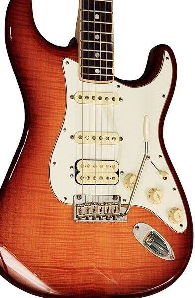 open zoom image for Fender Select Stratocaster HSS Electric Guitar, Rosewood Fingerboard with Case, Closeup View 3