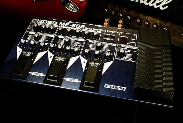 open zoom image for Boss ME-50B Bass Multiple Effects Pedal with COSM, Application Shot Front