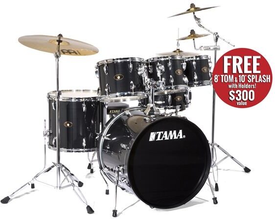 open zoom image for Tama IS52KC Imperialstar Accel-Driver Drum Set with Meinl Cymbals, Hairline Black