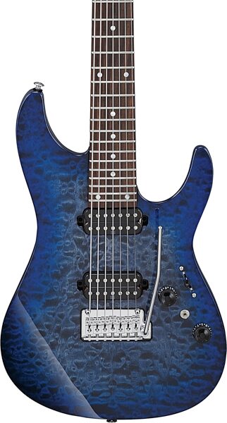 open zoom image for Ibanez AZ427P2QM Premium Electric Guitar (with Gig Bag), Twilight Blue Burst, Open Box (Very Good), Action Position Back
