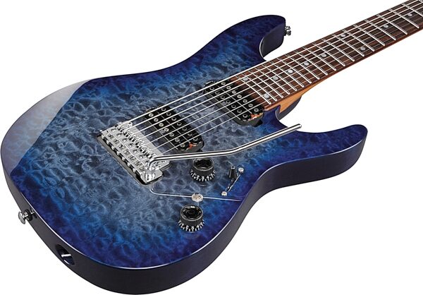 open zoom image for Ibanez AZ427P2QM Premium Electric Guitar (with Gig Bag), Twilight Blue Burst, Open Box (Very Good), Action Position Back