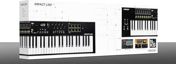 open zoom image for Nektar Impact LX61 MK3 USB Keyboard, 61-Key, New, Action Position Back