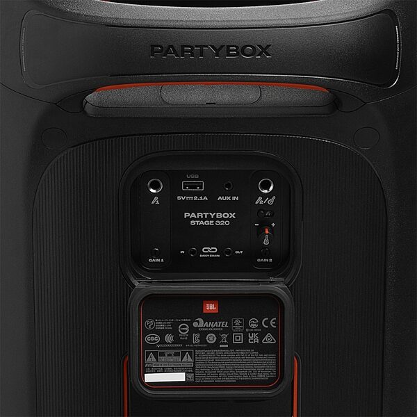 open zoom image for JBL PartyBox Stage 320 Portable Party Speaker, New, Rear Panel Connections