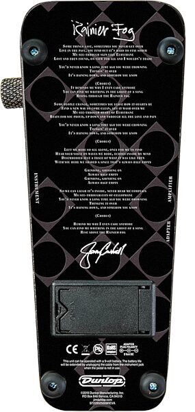 open zoom image for Dunlop JC95B Jerry Cantrell Rainier Fog Cry Baby Wah Pedal, New, Action Position Back