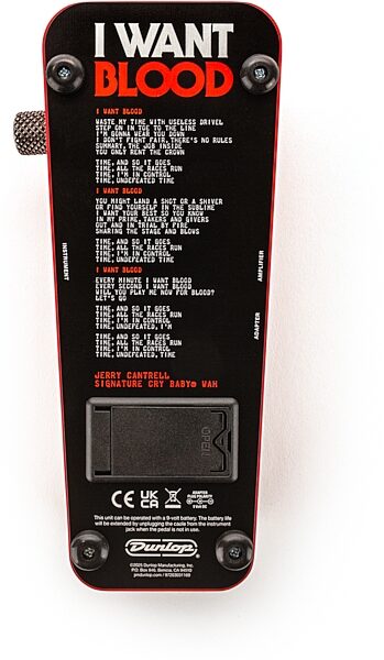 open zoom image for Dunlop Jerry Cantrell JC95IWB Cry Baby Wah Pedal, New, Action Position Back