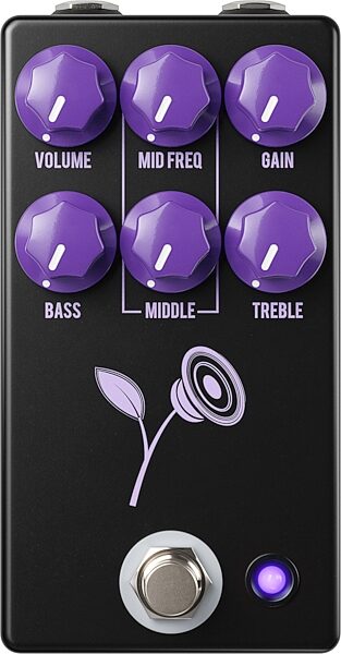 open zoom image for JHS Violet Distortion Pedal, Black, Action Position Front