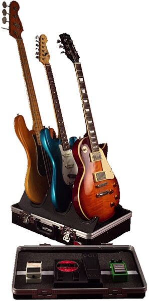 open zoom image for Gator Gigbox Jr Pedal Board and Guitar Stand Combo, In Use--GIG-BOX