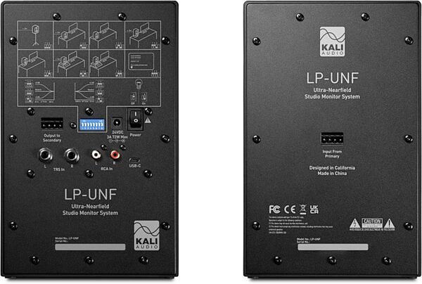 open zoom image for Kali Audio LP-UNF Powered Audio Monitors, Pair, Black, Action Position Back