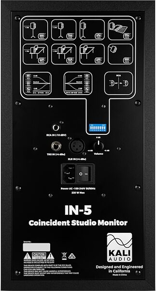 open zoom image for Kali Audio IN-5 3-Way Powered Studio Monitor, Single Speaker, Black, Action Position Back