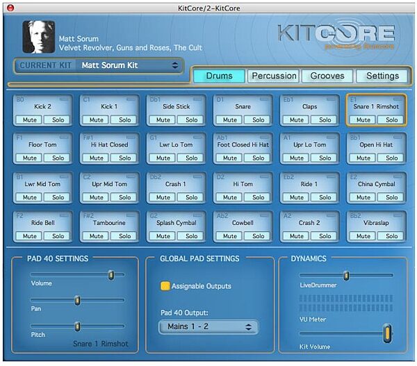 open zoom image for Submersible Music KitCore Drum Synth (Macintosh and Windows), Screenshot - Kitpads
