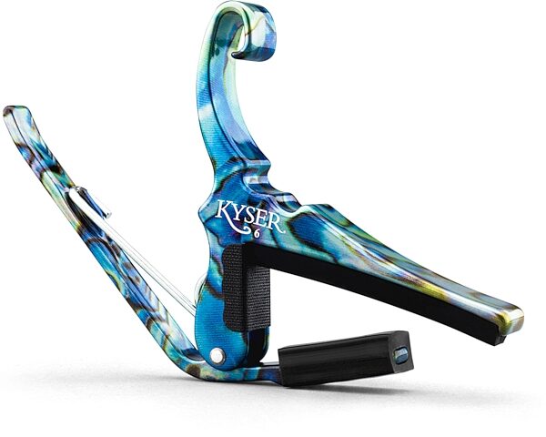open zoom image for Kyser Quick-Change Acoustic Guitar Capo, Abalone, Action Position Back