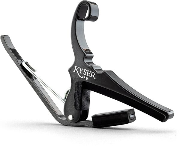 open zoom image for Kyser Quick-Change Acoustic Guitar Capo, Black Chrome, Action Position Back