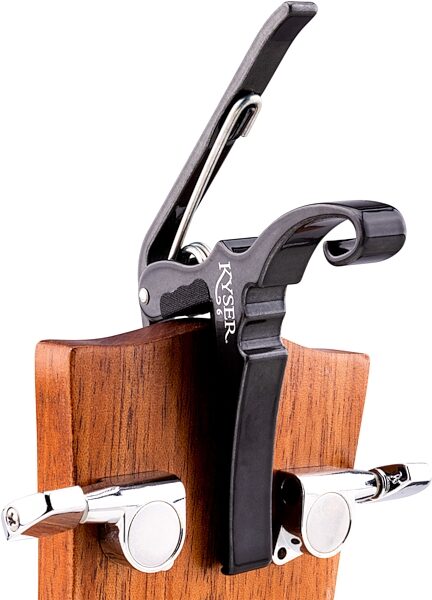 open zoom image for Kyser Quick-Change Acoustic Guitar Capo, Black Chrome, Action Position Back