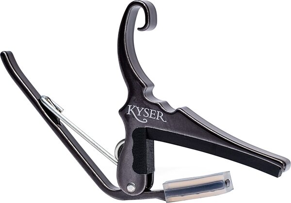 open zoom image for Kyser Quick-Change Acoustic Guitar Capo, Black Chrome, Action Position Back