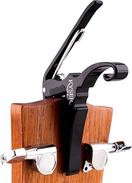open zoom image for Kyser Quick-Change Acoustic Guitar Capo, Black, In Use