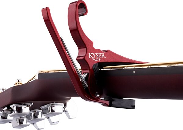 open zoom image for Kyser Quick-Change Acoustic Guitar Capo, Ruby Red, Action Position Back
