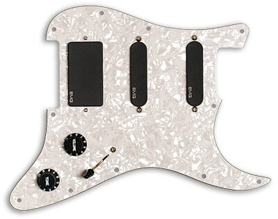 open zoom image for EMG KH20 Kirk Hammett Active Wired Pickguard, Pearl White with Black Knobs, Main
