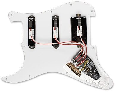 open zoom image for EMG KH20 Kirk Hammett Active Wired Pickguard, Pearl White with Black Knobs, Back