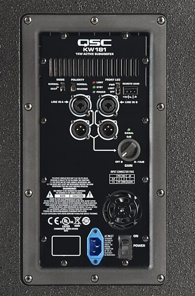 open zoom image for QSC KW181 Powered Subwoofer (1000 Watts, 1x18"), Rear