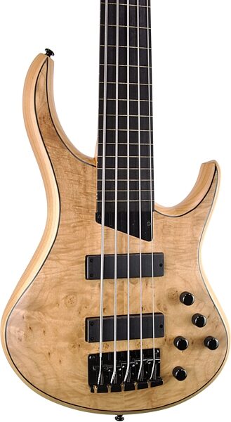 open zoom image for MTD Kingston Z5 Electric Bass, 5-String, Natural Burl Matte, Ebony Fretboard, Action Position Back