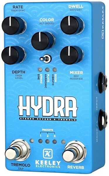 open zoom image for Keeley Hydra Stereo Reverb and Tremolo Pedal, New, view