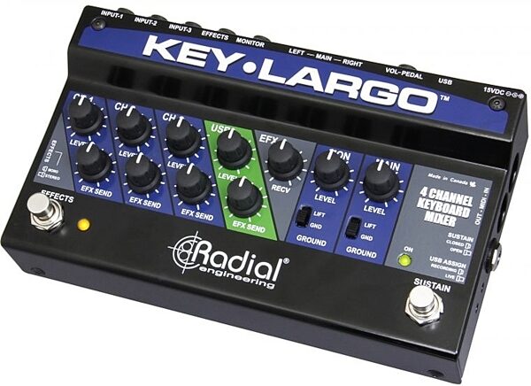 open zoom image for Radial Key-Largo Stereo Keyboard 4-Channel Mixer, New, Action Position Back