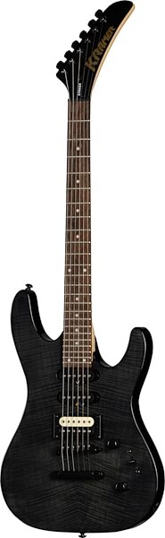 open zoom image for Kramer Striker Figured HSS Electric Guitar, Laurel Fingerboard, Transparent Black, Open Box (Very Good), Action Position Back