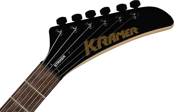 open zoom image for Kramer Striker Figured HSS Electric Guitar, Laurel Fingerboard, Transparent Black, Open Box (Very Good), Action Position Back