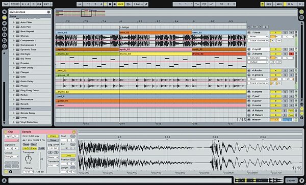 open zoom image for Ableton Live 6 LE Music Production Software (Macintosh and Windows), Arrangement View
