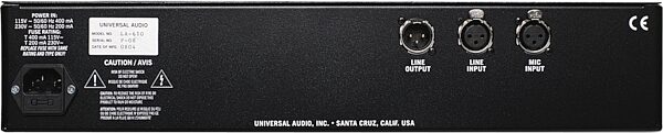 open zoom image for Universal Audio LA-610 Classic Tube Recording Channel Microphone Preamp, Rear